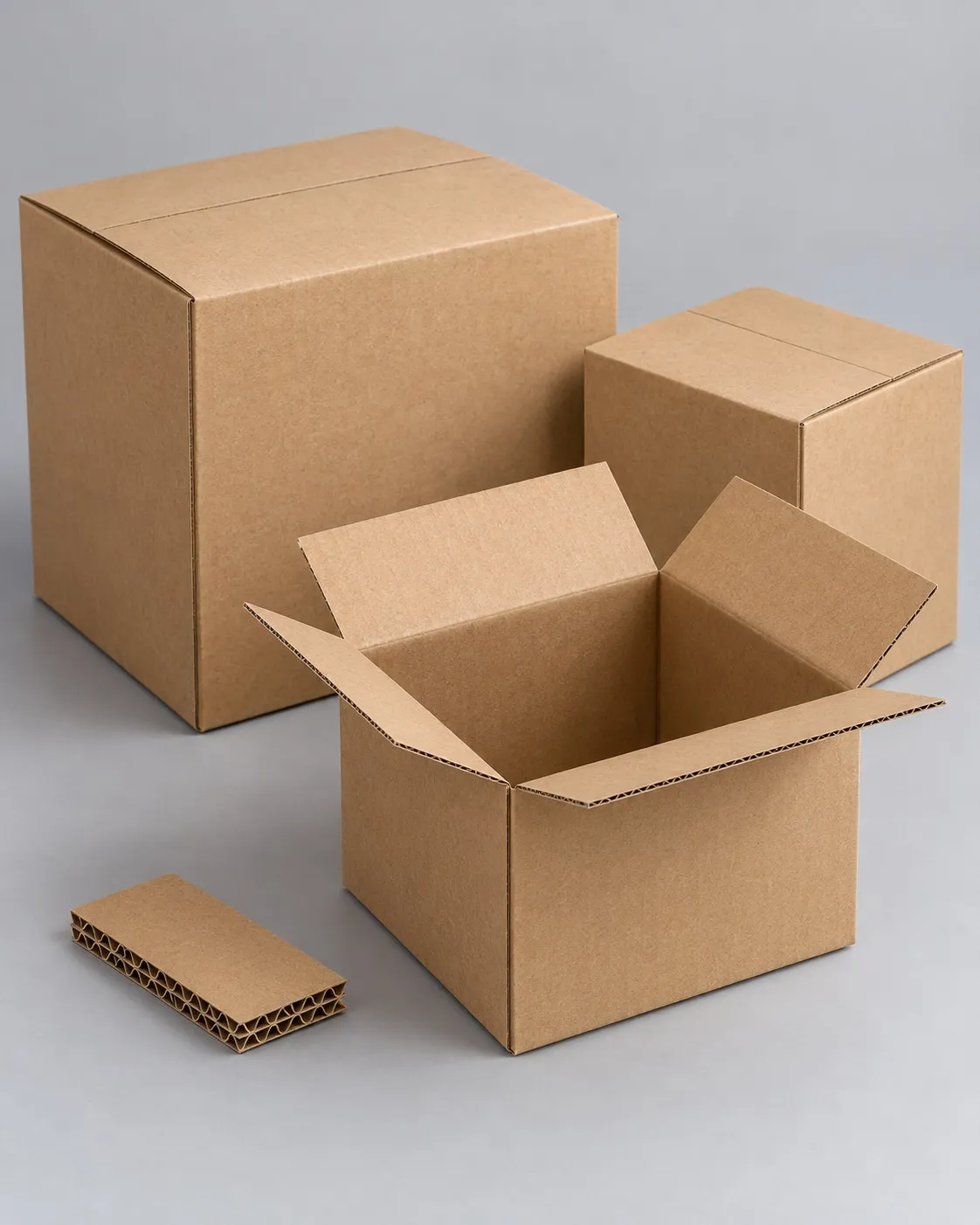 Corrugated carton boxes with a double wall board sample